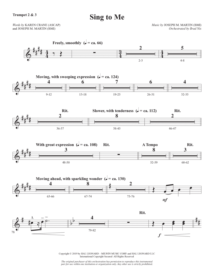 Sing to Me - Bb Trumpet 2,3