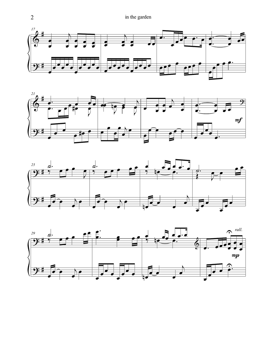 In the Garden Piano Solo scores gallery preview page 2