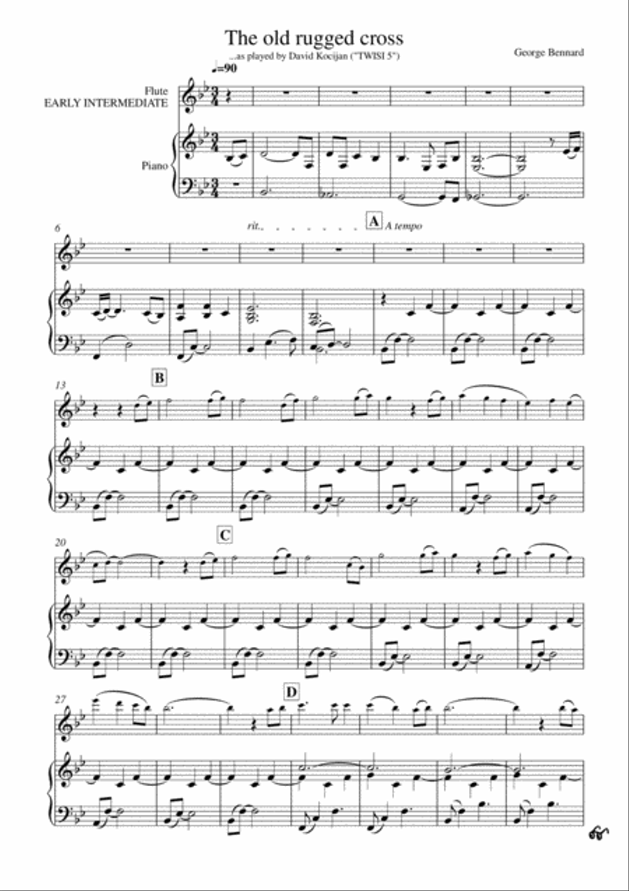 The old rugged cross (piano & flute) - EARLY INTERMEDIATE