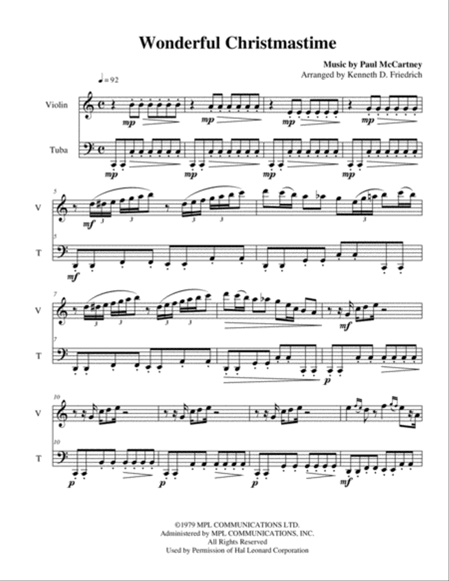 Wonderful Christmastime Wonderful Christmastime Tuba scores gallery preview page 1