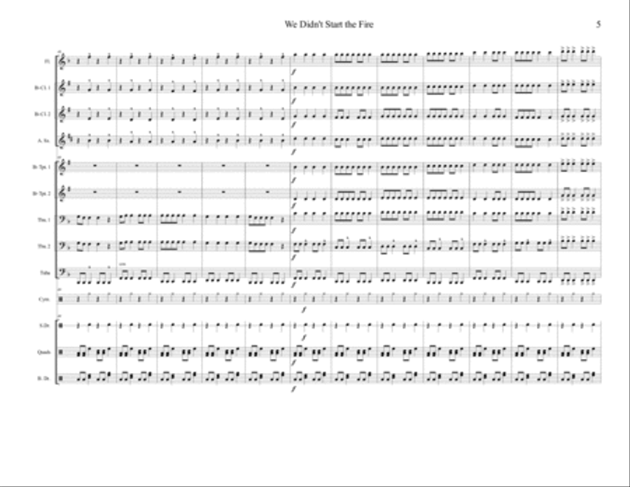 We Didn't Start The Fire Marching Band scores gallery preview page 5