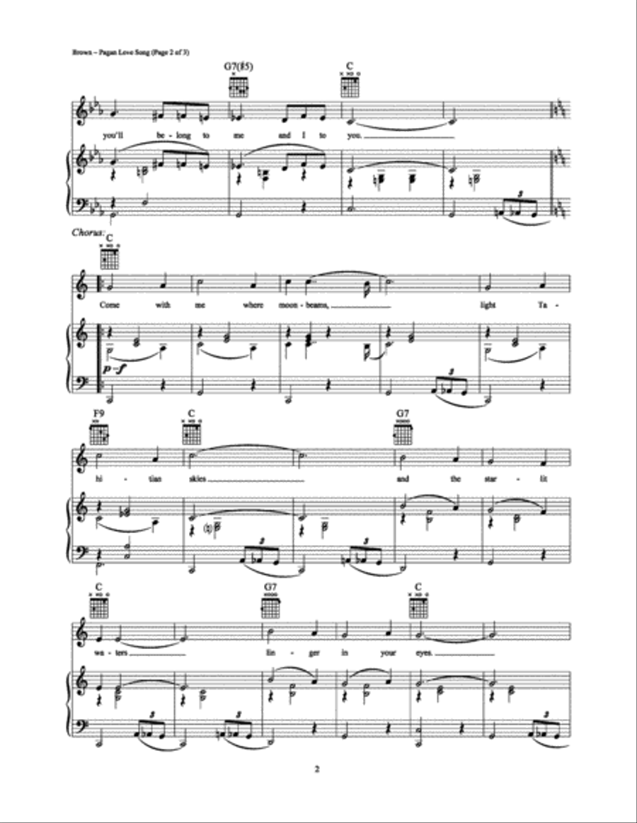 Pagan Love Song Pagan Love Song Piano, Vocal, Guitar scores gallery preview page 2