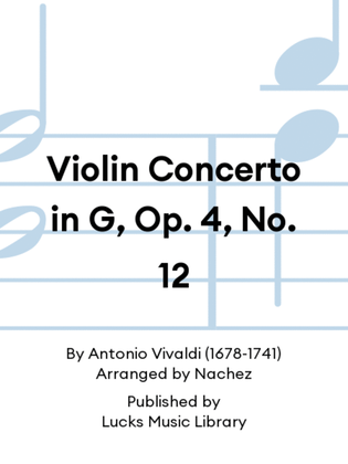 Book cover for Violin Concerto in G, Op. 4, No. 12