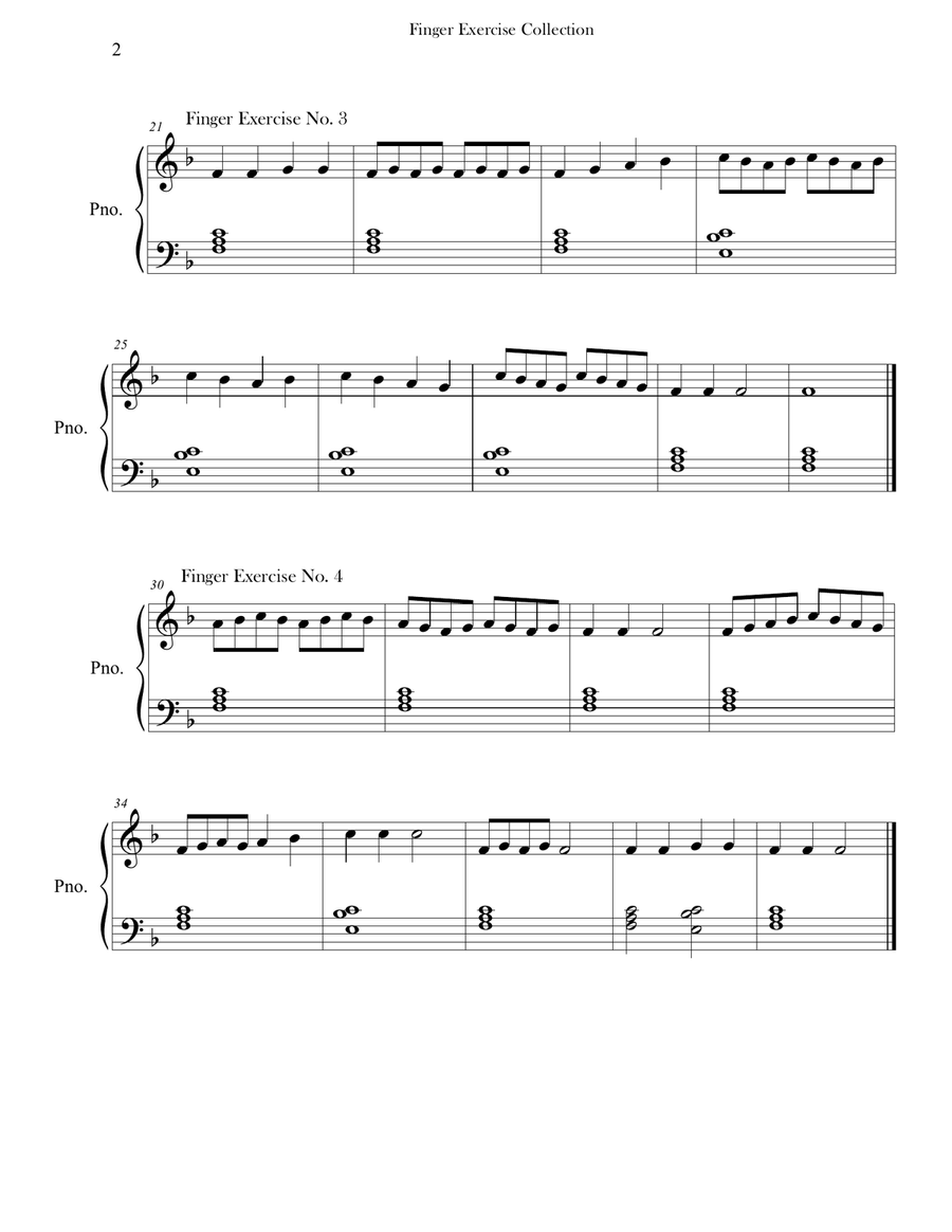Finger Exercise Collection (24 exercises in F major) Piano Method scores gallery preview page 2