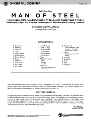 Man of Steel, Selections from: Score
