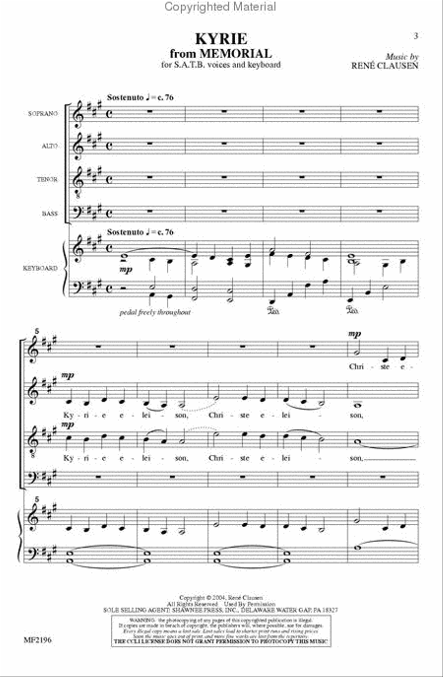 Kyrie (from Memorial) 4-Part scores gallery preview page 2