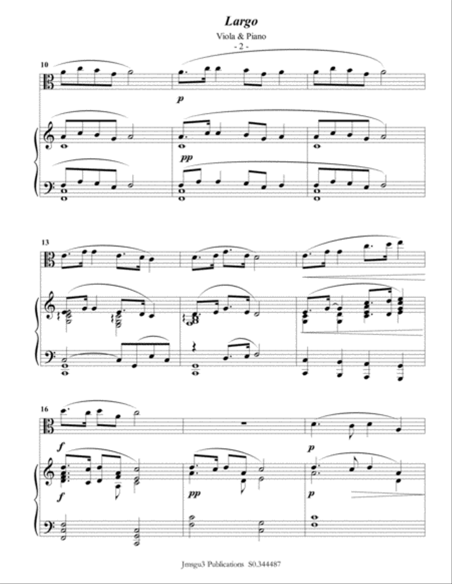 Dvořák: Largo from the New World Symphony for Viola & Piano Viola scores gallery preview page 2