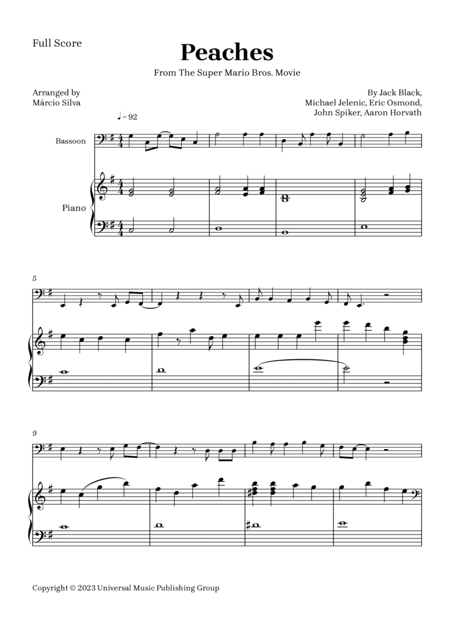 Peaches Bassoon scores gallery preview page 1