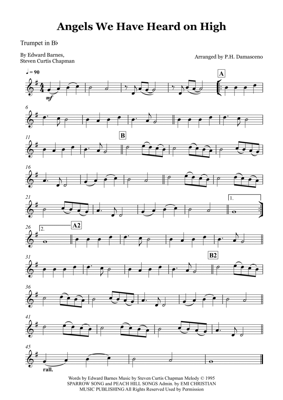 Angels We Have Heard On High Trumpet Solo scores gallery preview page 1
