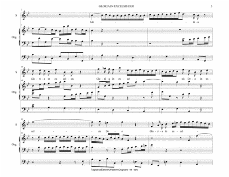 GLORIA IN EXCELSIS DEO - Handel - Arr. for Soprano and Organ 3 staff Soprano Voice scores gallery preview page 3