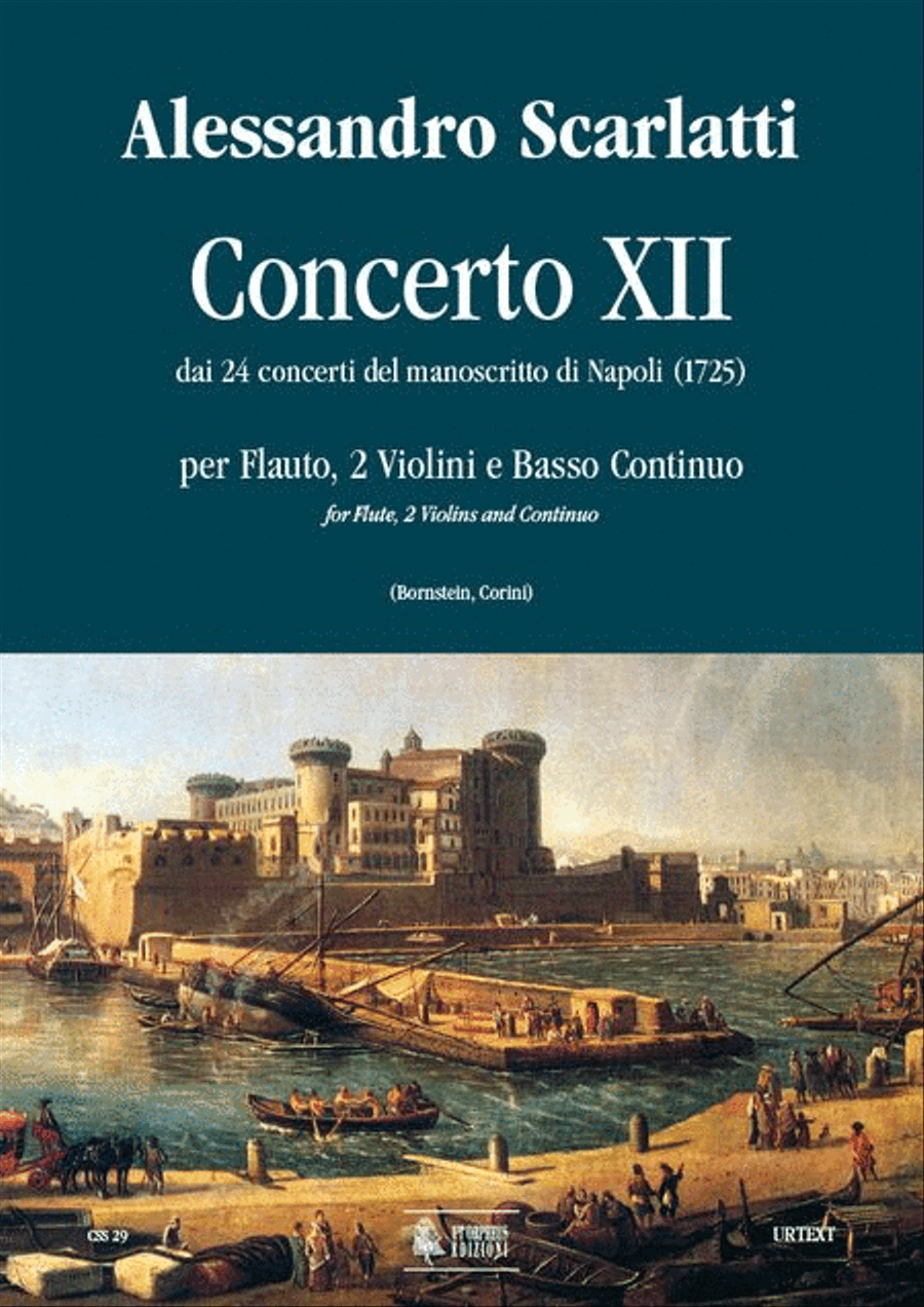 Concerto No. 12 from the 24 Concertos in the Naples manuscript (1725) for Treble Recorder (Flute), 2 Violins and Continuo Flute scores gallery preview page 1