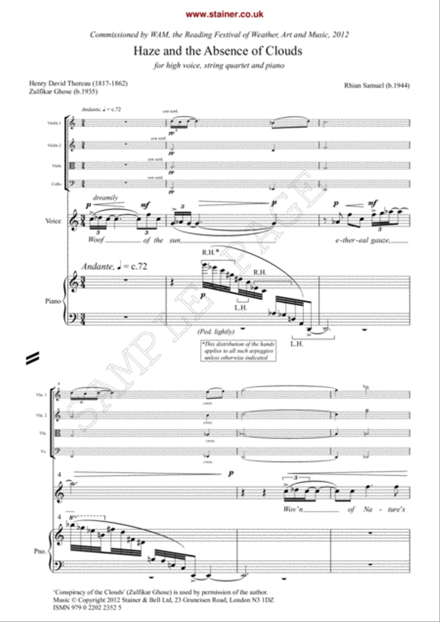 Haze and the Absence. Vc & Str Quartet String Quartet scores gallery preview page 2