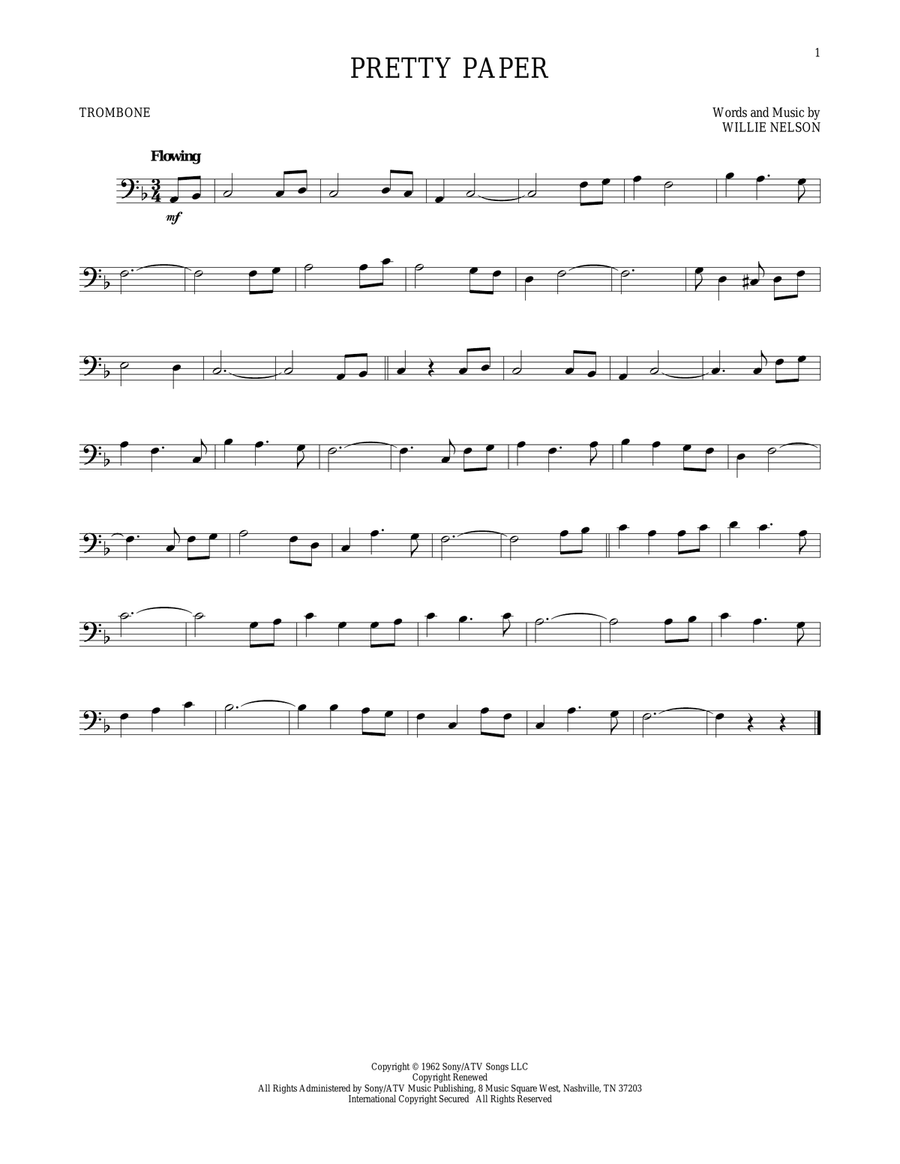 Pretty Paper Pretty Paper Trombone Solo scores gallery preview page 1