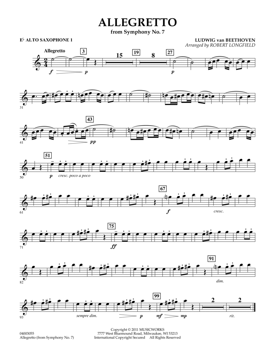 Allegretto (from Symphony No. 7) - Eb Alto Saxophone 1