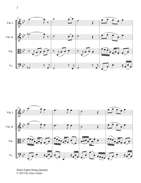 Gary Lanier: SILENT NIGHT (String Quartet - Score & Parts) image number null