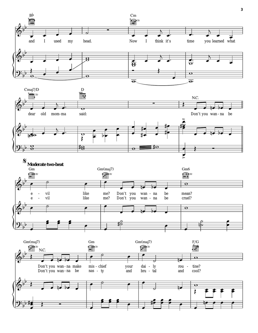 Evil Like Me (from Disney's Descendants) Piano, Vocal, Guitar scores gallery preview page 3