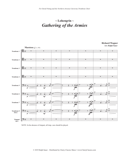 Gathering Armies from the Opera Lohengrin for 8-part Trombone Ensemble and optional Timpani