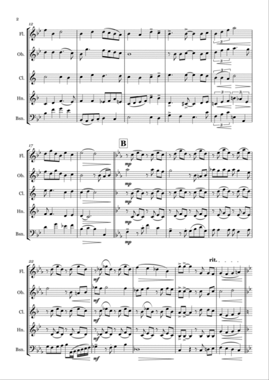 The Christmas Song (chestnuts Roasting On An Open Fire) Woodwind Quintet scores gallery preview page 2