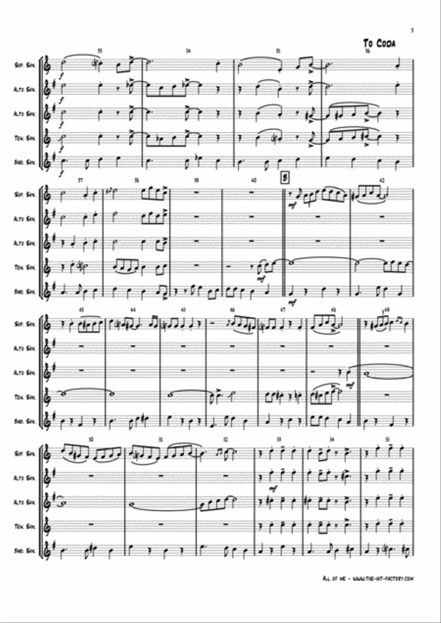 All Of Me Saxophone Quintet scores gallery preview page 3