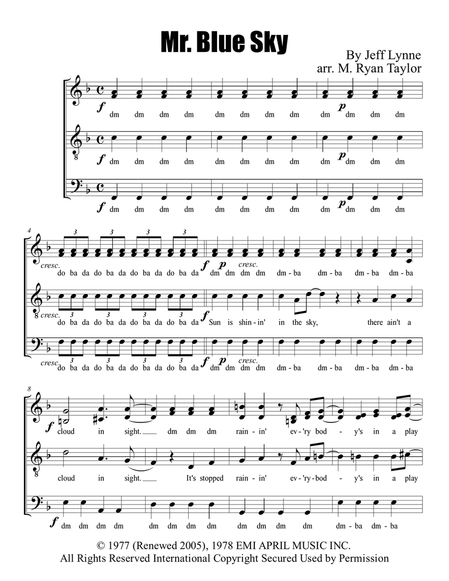 Mr. Blue Sky 4-Part scores gallery preview page 1