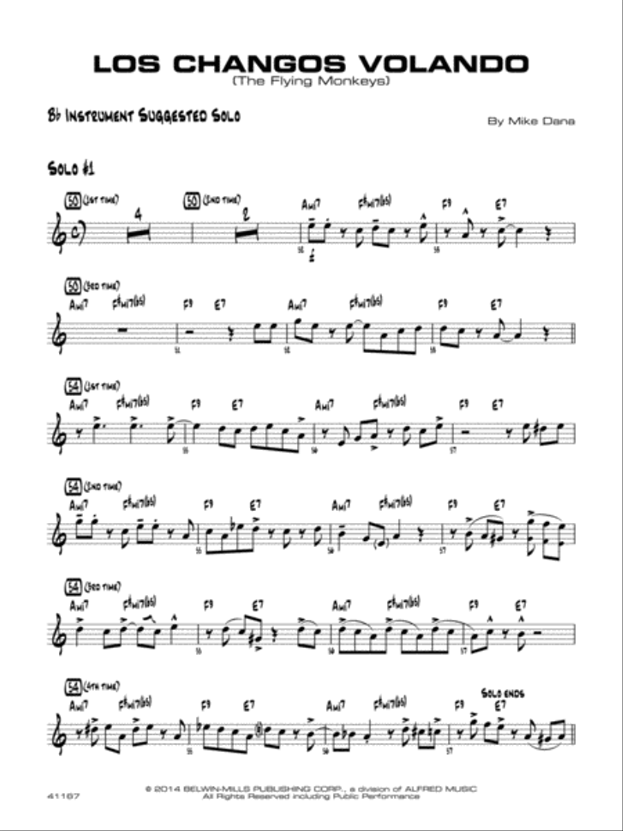 Los changos volando: Bb Instrument Suggested Solo