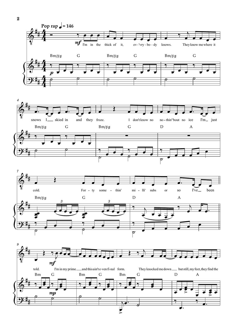 Thick Of It Piano, Vocal scores gallery preview page 2