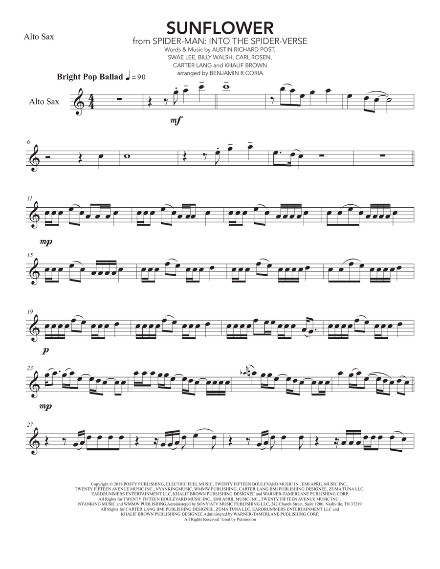 Sunflower Sunflower Alto Saxophone scores gallery preview page 1