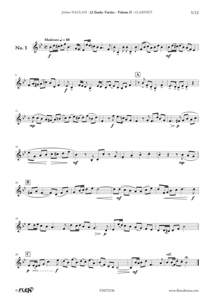 12 Etudes Variees - Volume II by Jerome Naulais B-Flat Clarinet - Digital Sheet Music