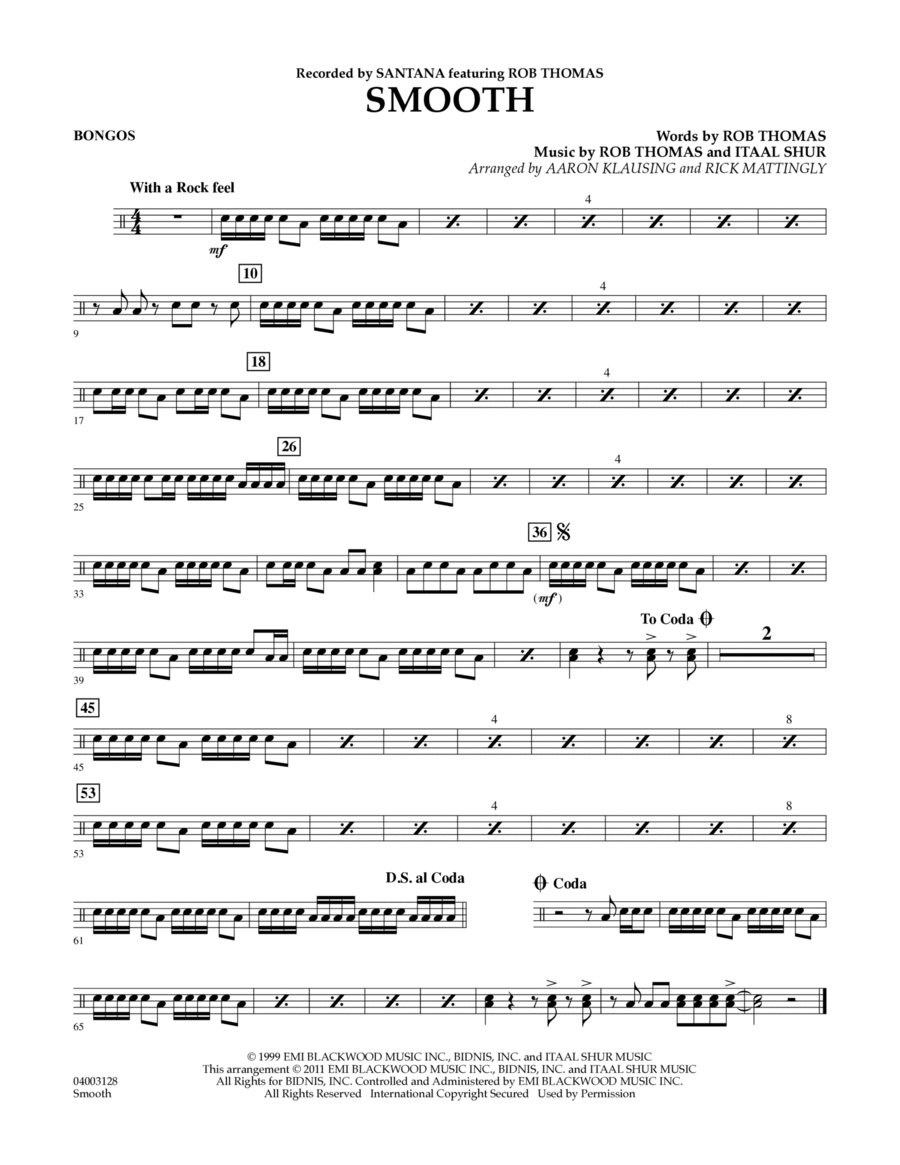 Smooth - Bongos Percussion scores gallery preview page 1