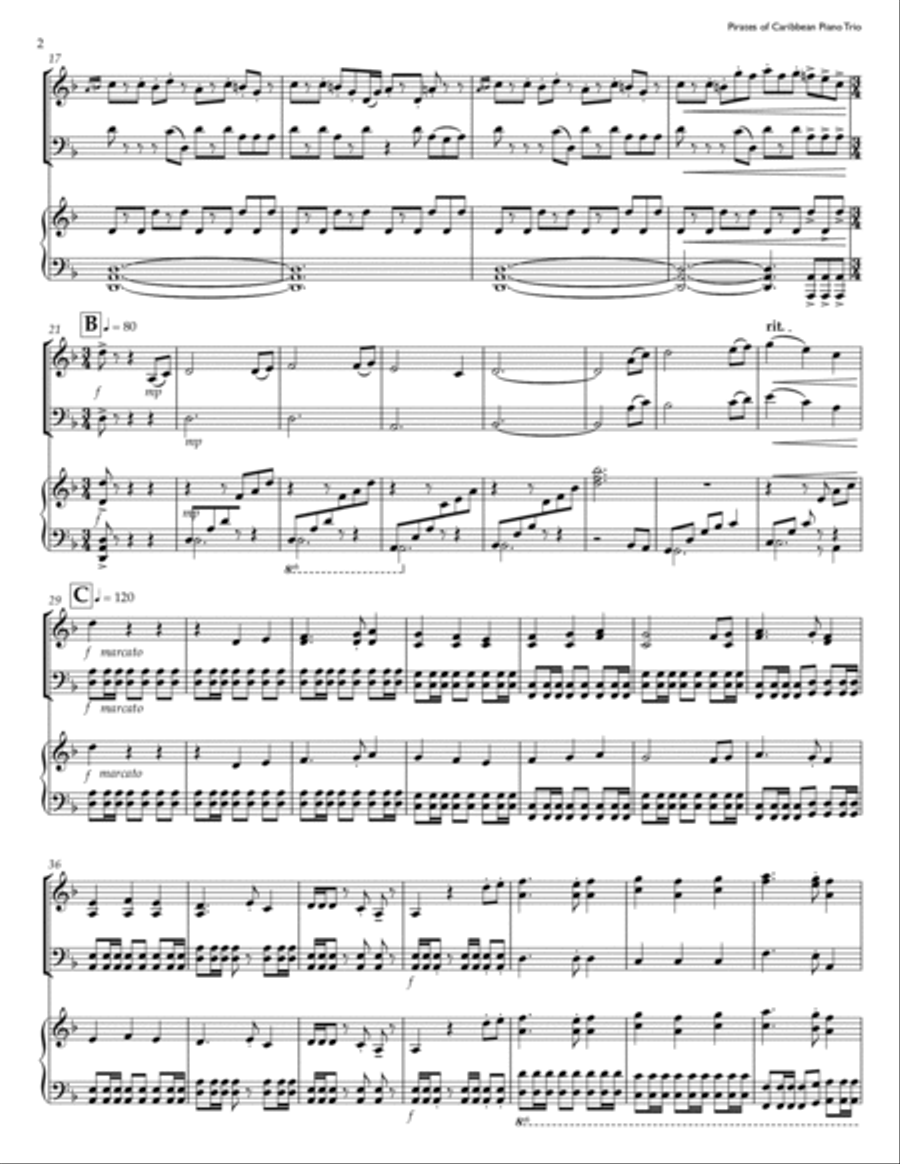 Pirates Of The Caribbean Piano Trio scores gallery preview page 2
