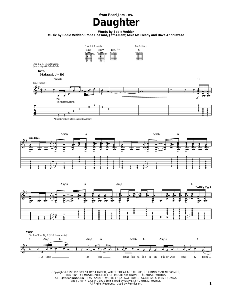 Daughter Acoustic Guitar scores gallery preview page 1