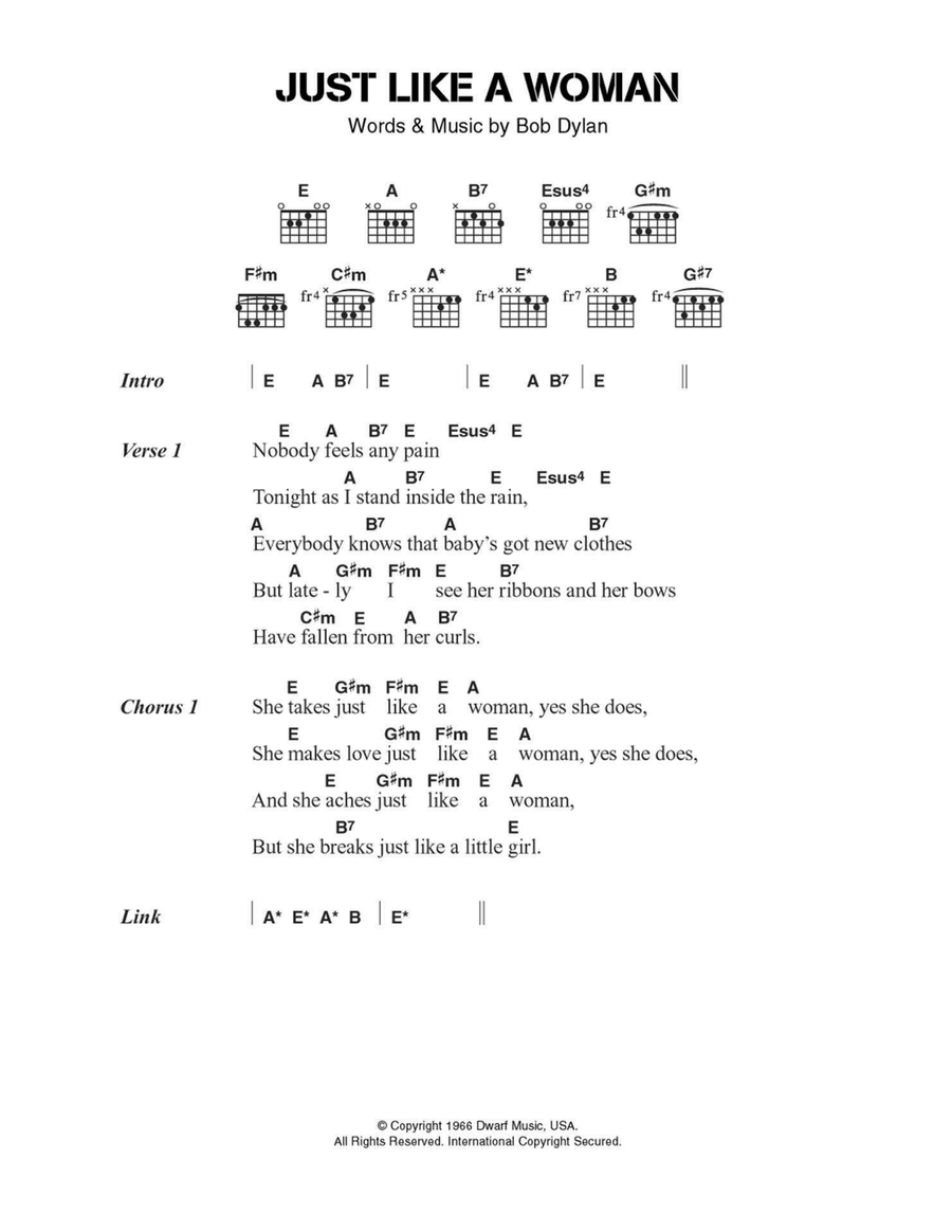 Just Like A Woman Easy Guitar scores gallery preview page 1