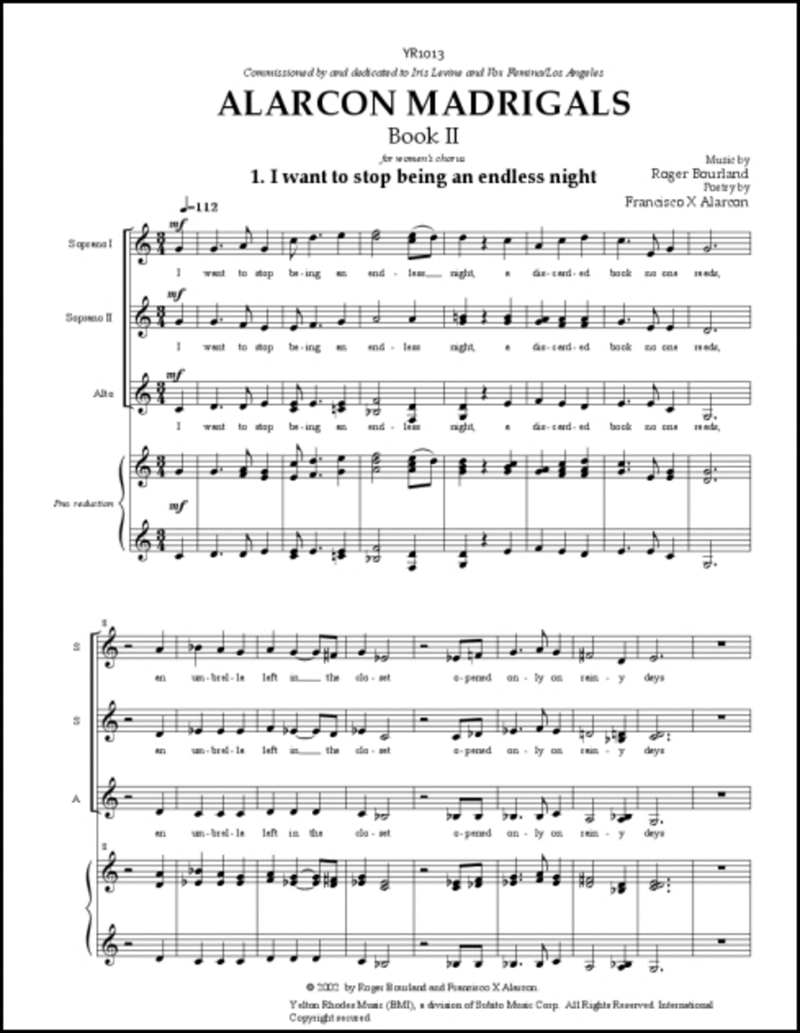 Alarcón Madrigals, Book 2 SSAA scores gallery preview page 1