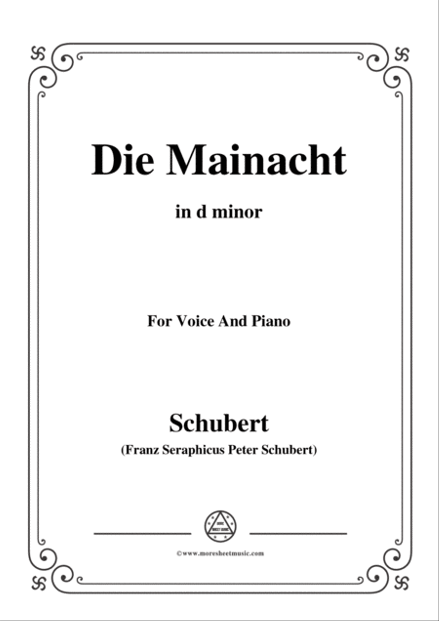 Schubert-Die Mainacht,in d minor,for Voice&Piano Voice scores gallery preview page 1