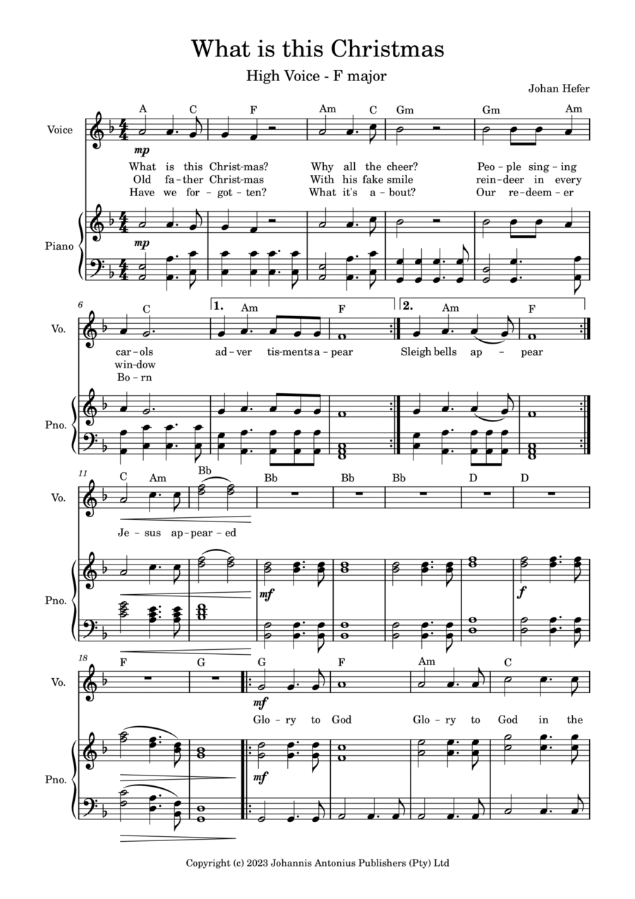 What is this Christmas? Piano, Vocal, Guitar scores gallery preview page 1