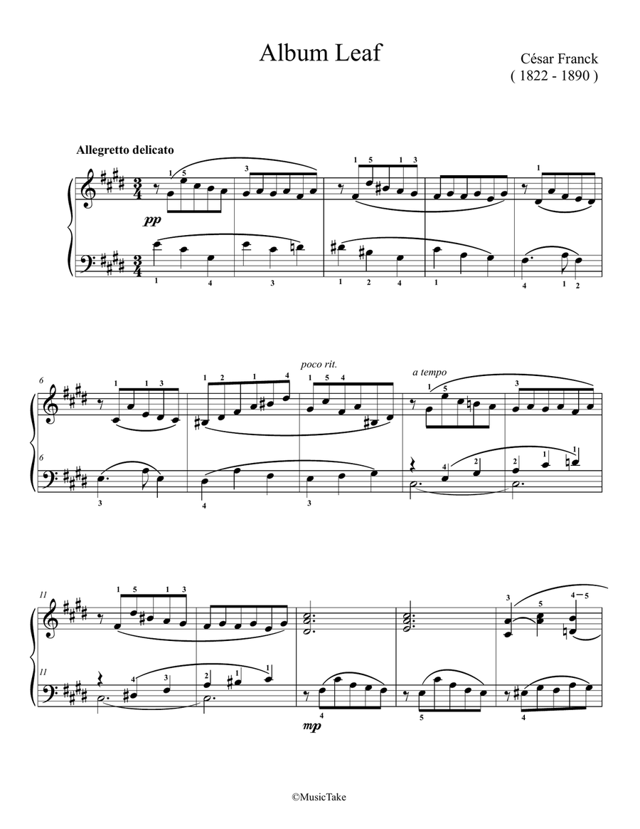 Franck Album Leaf Franck Album Leaf Easy Piano scores gallery preview page 1