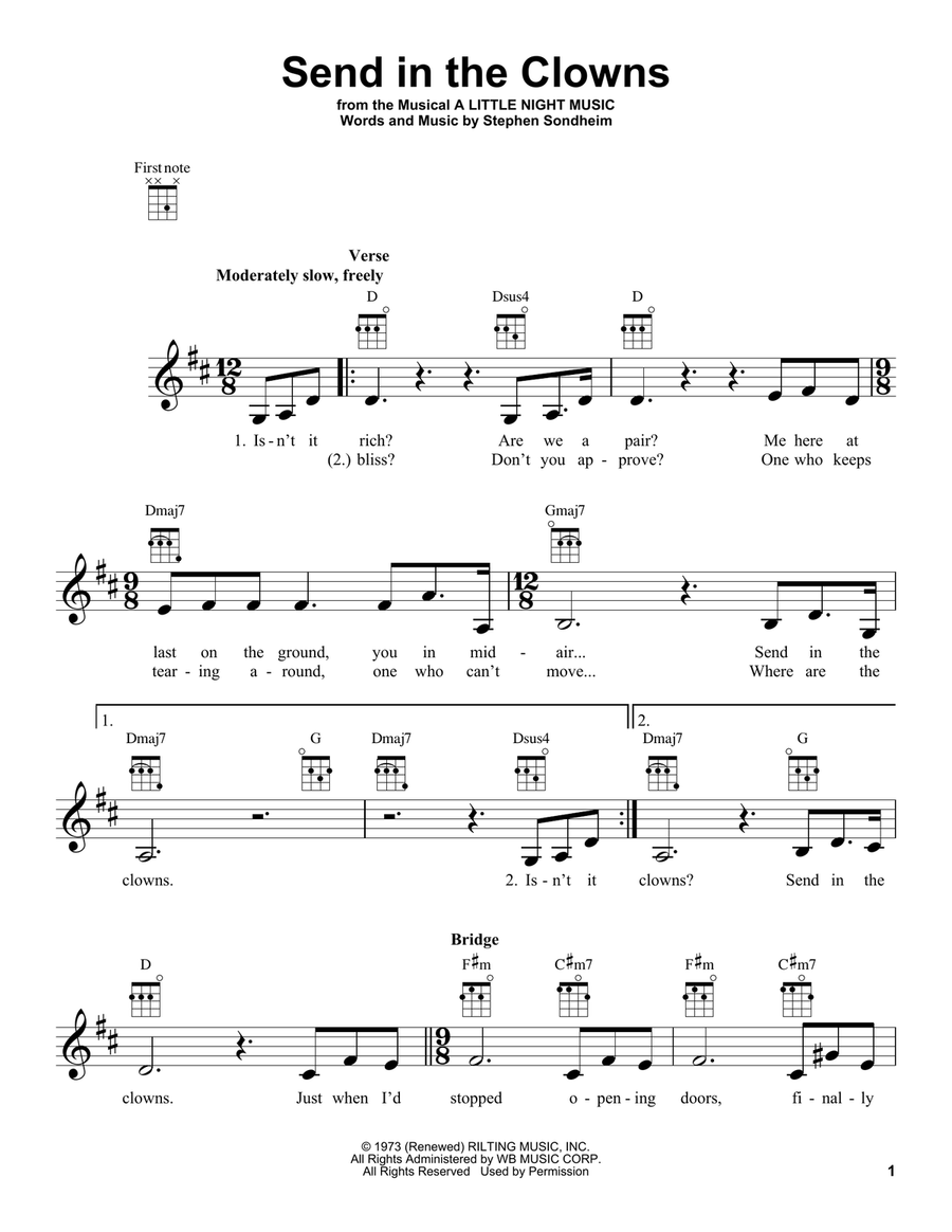 Send In The Clowns (from A Little Night Music) Ukulele scores gallery preview page 1