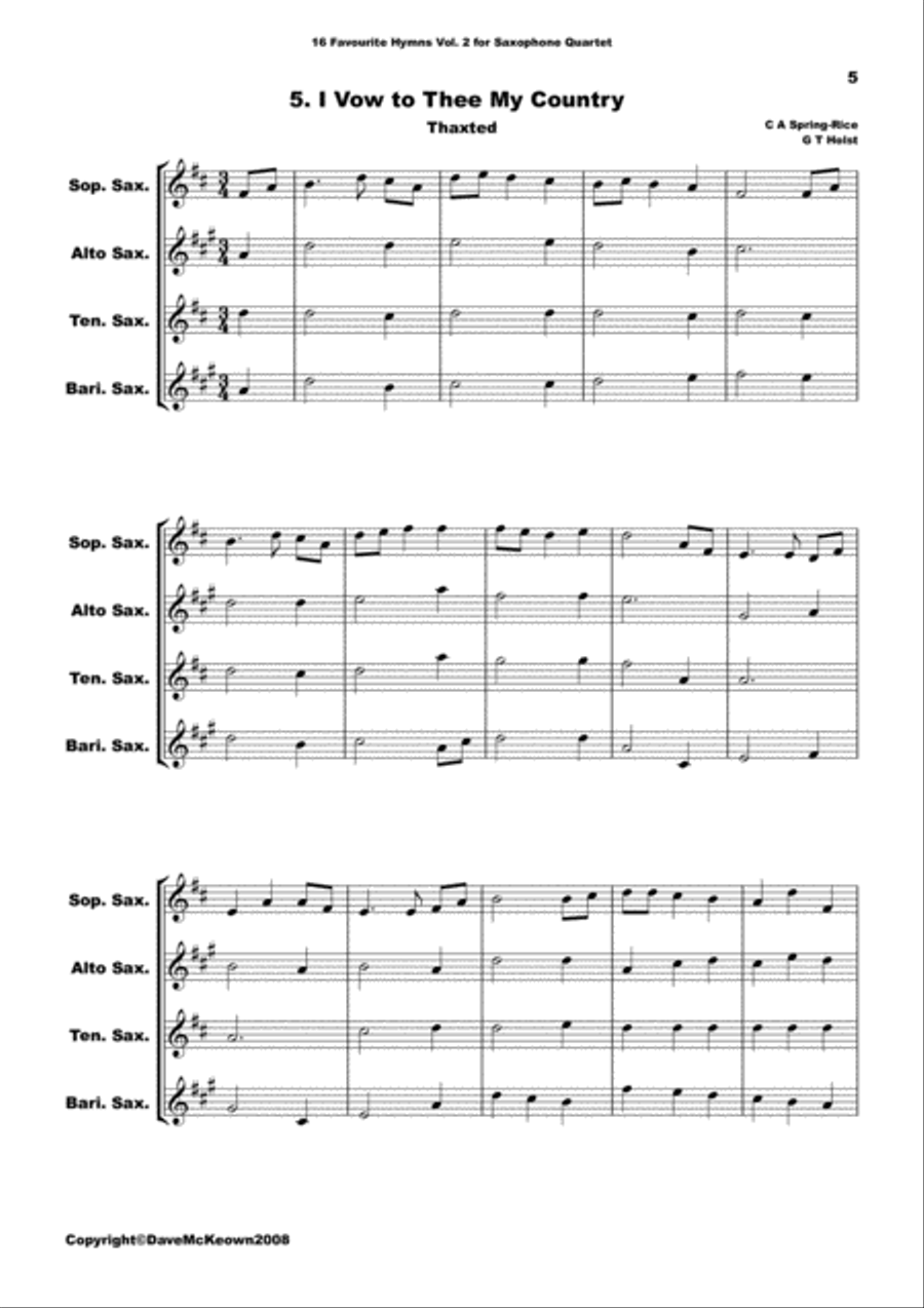 16 Favourite ﻿Hymns for Saxophone Quartet (Vol 2.) Saxophone Quartet scores gallery preview page 6