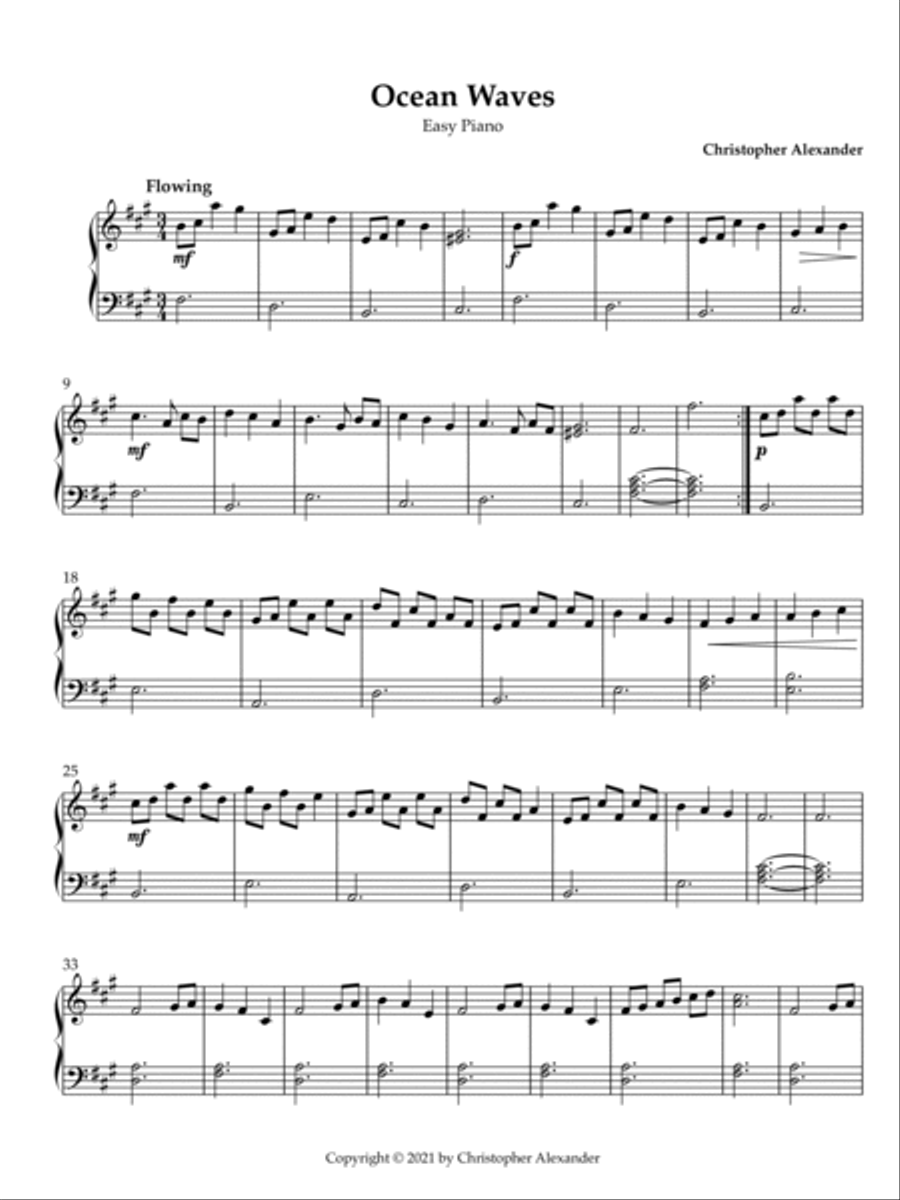 Ocean Waves, Easy Piano Ocean Waves, Easy Piano Easy Piano scores gallery preview page 2