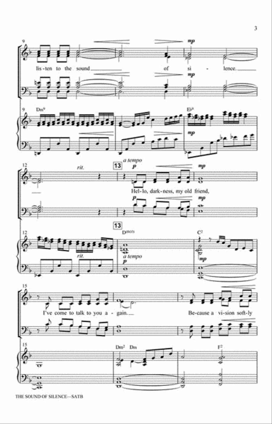 The Sound of Silence 4-Part scores gallery preview page 3