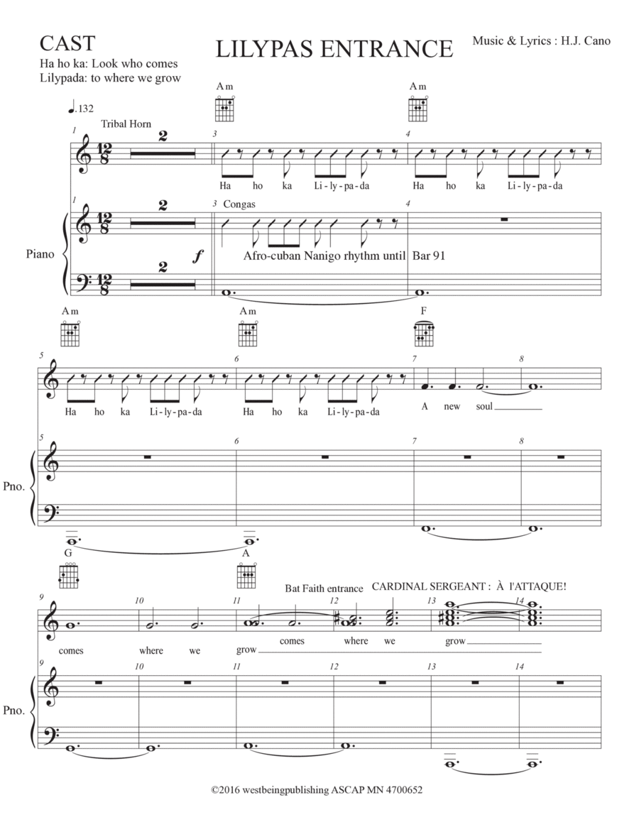 LilYpas entrance Piano, Vocal, Guitar scores gallery preview page 1