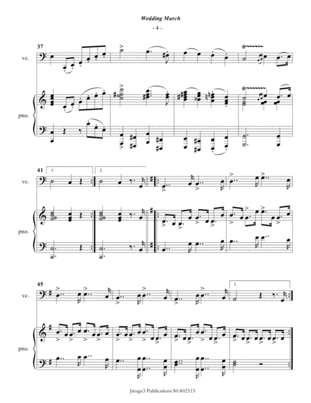 Mendelssohn: Wedding March for Cello & Piano - Easy Version image number null