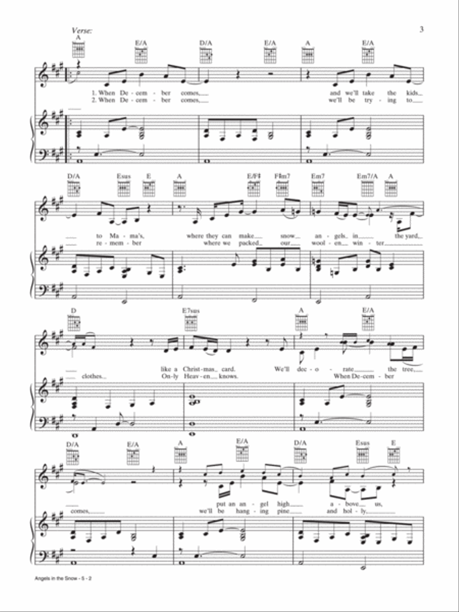 Angels in the Snow Piano, Vocal, Guitar scores gallery preview page 2