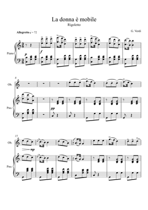 Giuseppe Verdi - La donna e mobile (Rigoletto) Oboe Solo - C Key