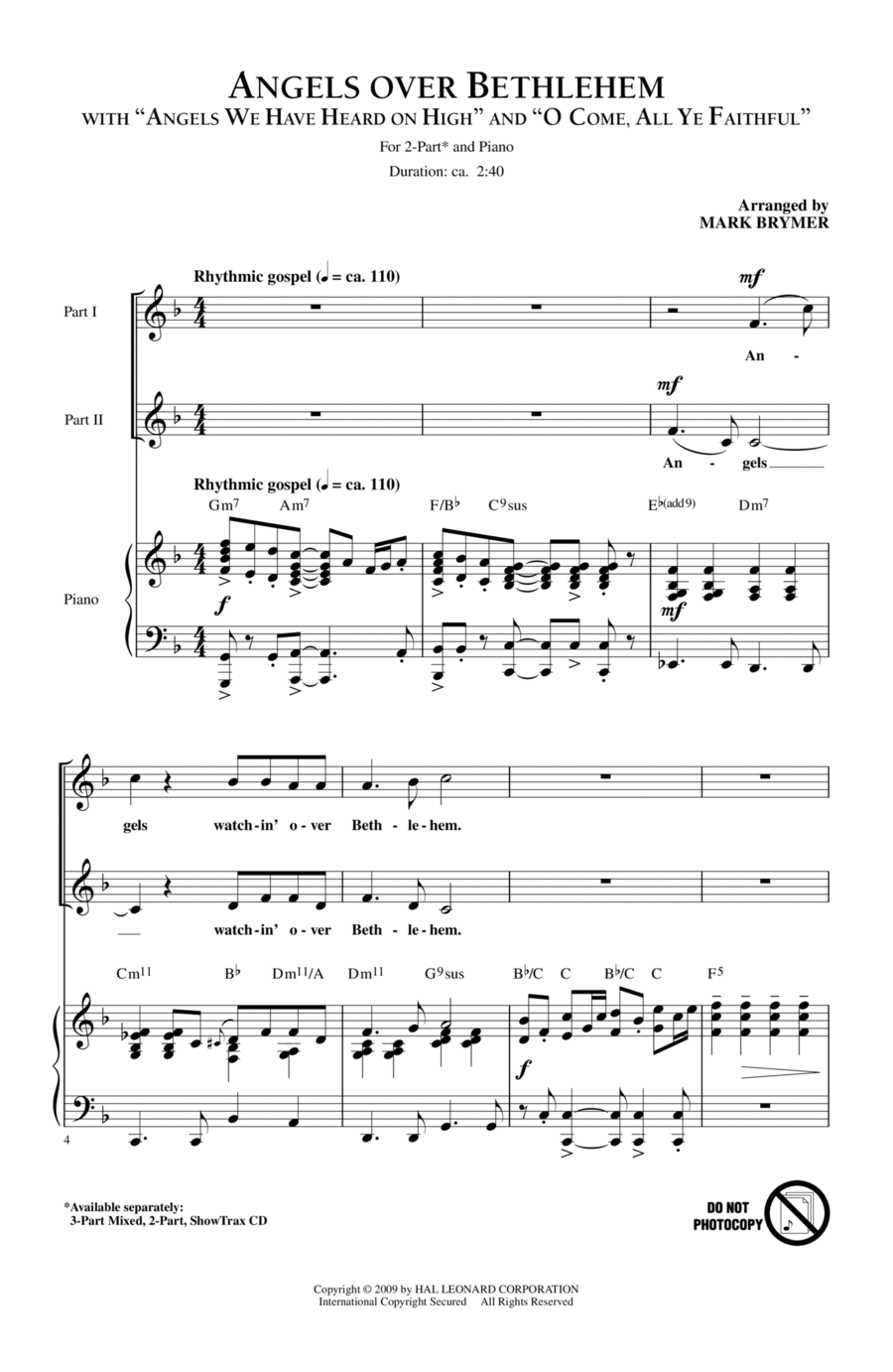Angels Over Bethlehem Angels Over Bethlehem 2-Part scores gallery preview page 1