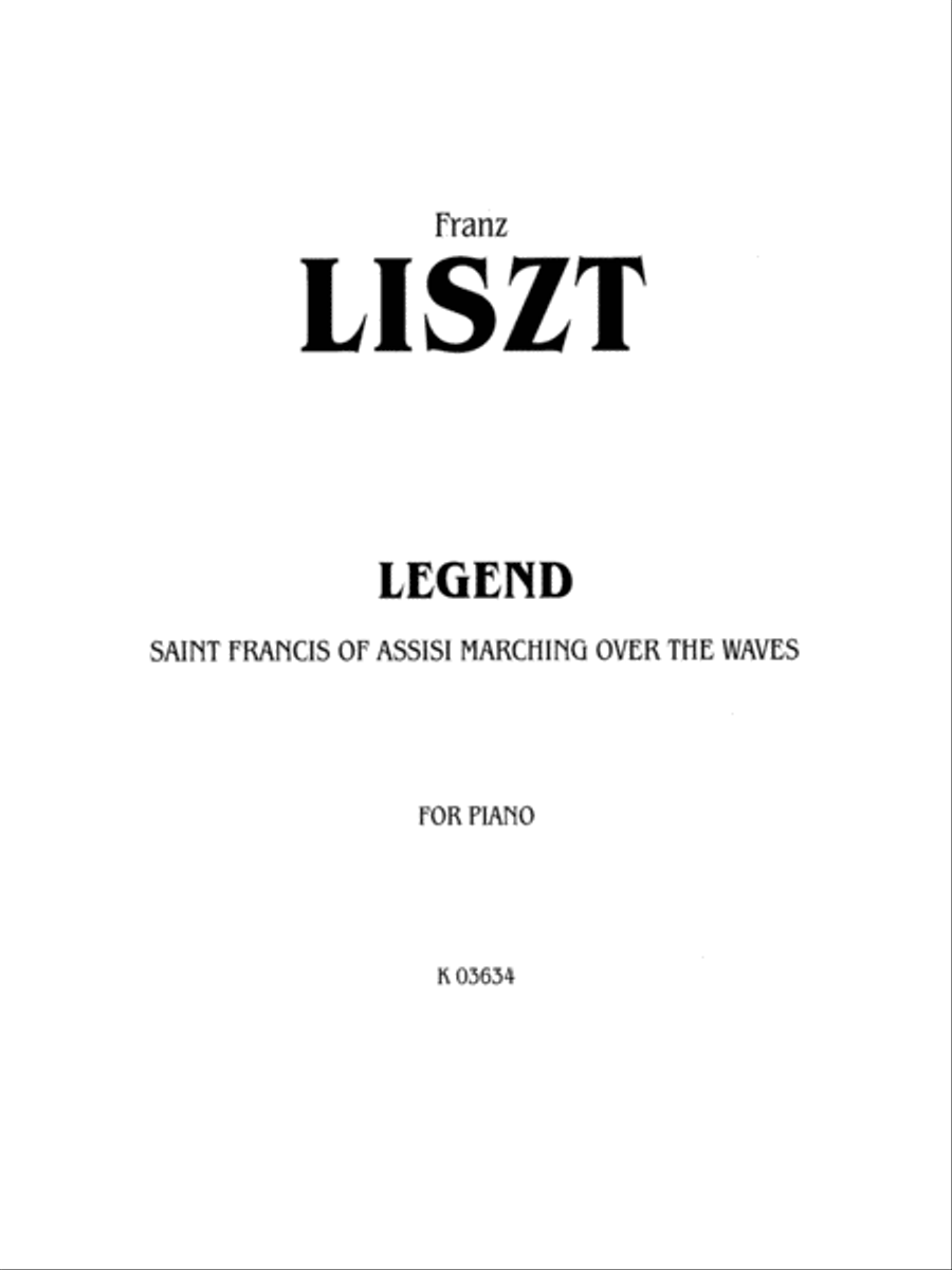 Liszt: Legend-- St. Francis Walking Over the Waves Piano Solo scores gallery preview page 1