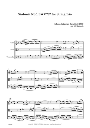 Book cover for Sinfonia No.1 BWV.787 for String Trio
