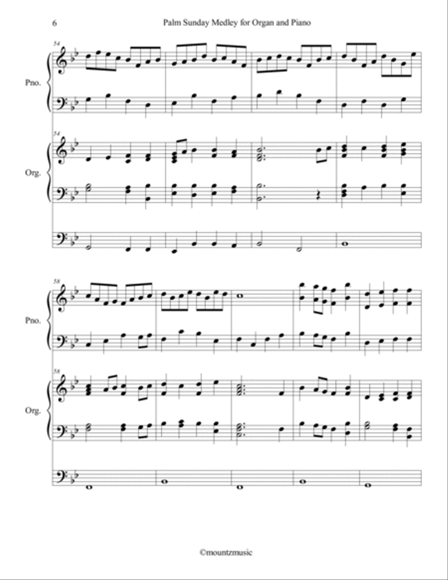 Palm Sunday Medley for Piano and Organ Piano scores gallery preview page 6