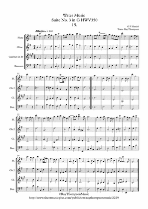Handel: Suite No.3 in G (HWV350)(Complete) "The Water Music" ( Wassermusik) - wind quartet
