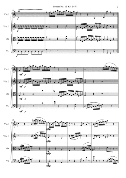 Mozart Sonata kv. 545 for String quartet image number null